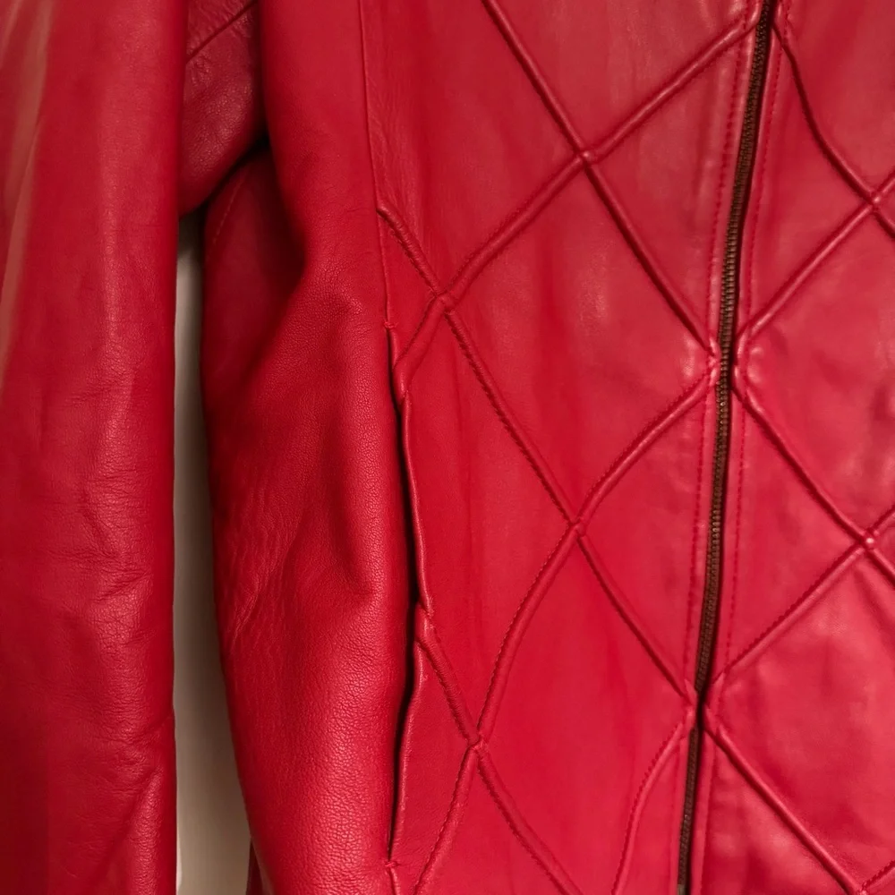 Chic Red Leather Jacket - Picture 5 of 5